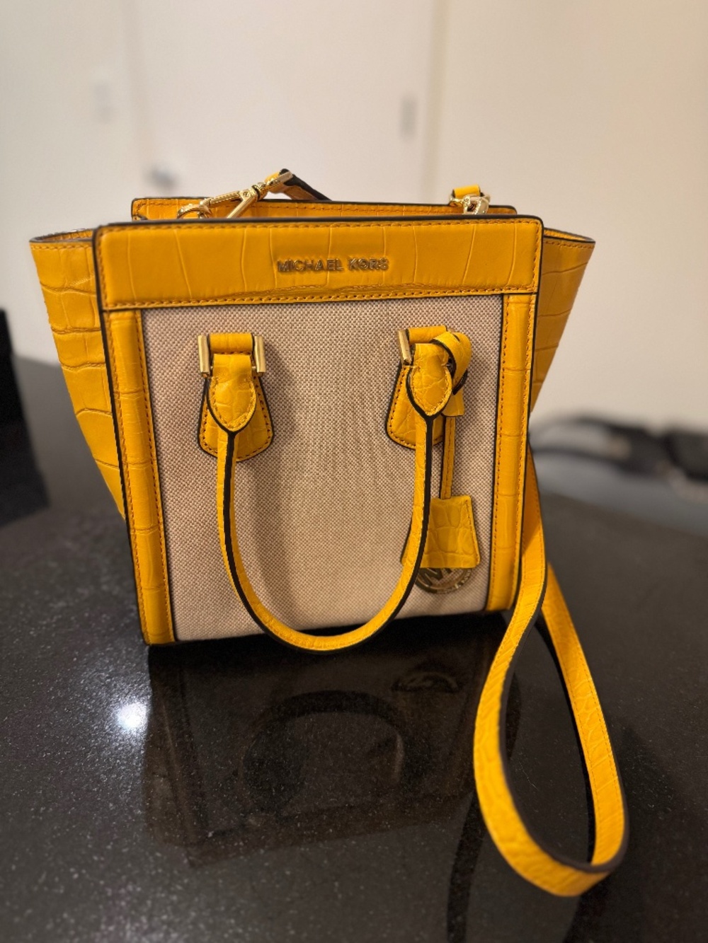 Michael Kors Collette Sun Leather Trim Purse